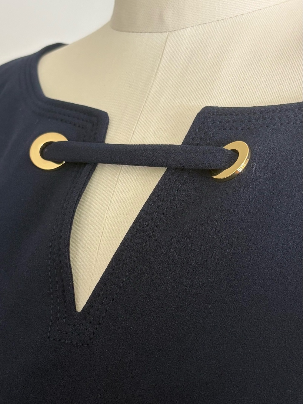 Chaps Navy Sleeveless Mini Dress with Gold Accents - Picture 8 of 14